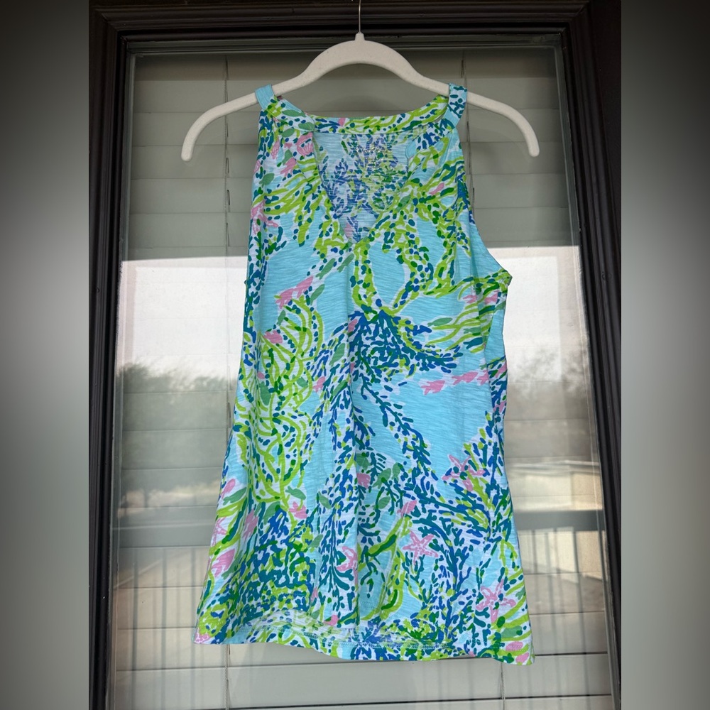 Lilly Pulitzer Tropical Blue and Green Tank Top